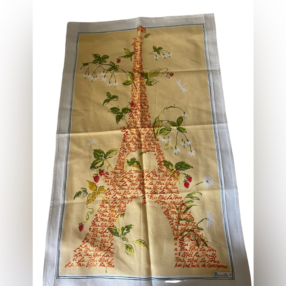 Beauvillé Hand-printed Eiffel Tower Tea Towel